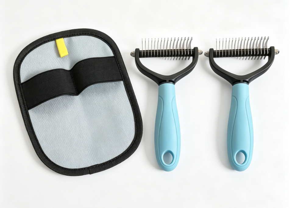 Double-Sided Pet Deshedding Brush – Undercoat Removal, Rounded Pins & 17×10cm