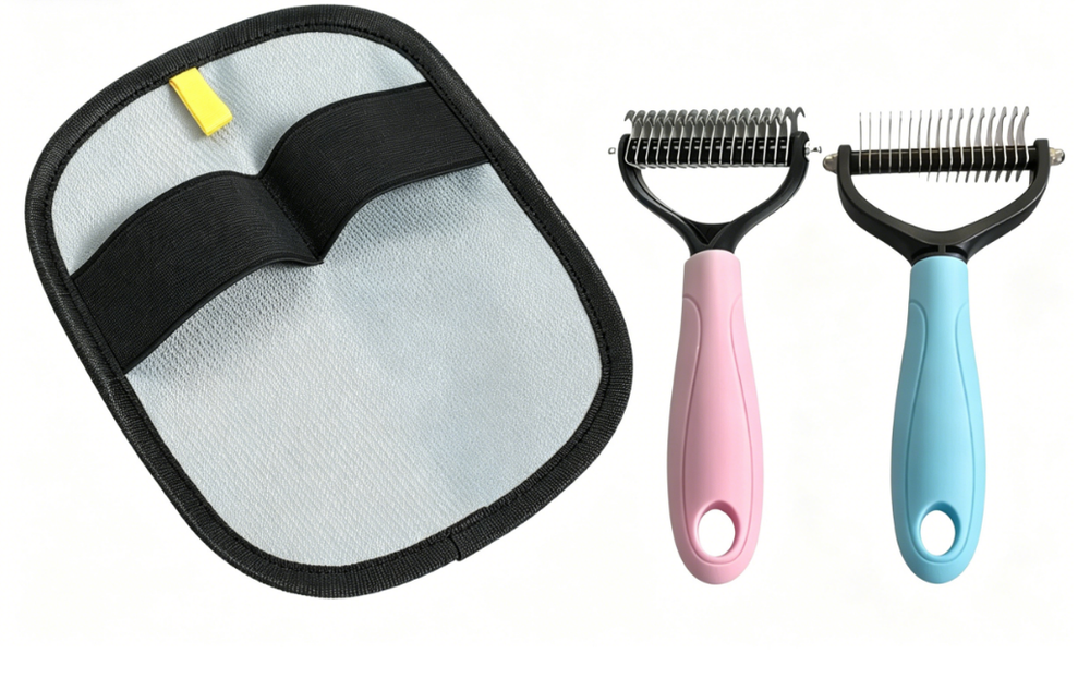 Double-Sided Pet Deshedding Brush – Undercoat Removal, Rounded Pins & 17×10cm