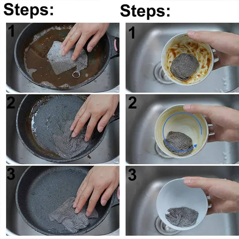 Enhanced Product Title: **ScrubMaster Steel Wire Dish Cloth - Reusable, Multifunctional Cleaning Tool for Effortless Scrubbing & Stain Removal**