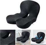 Memory Foam Seat Cushion with Lumbar Support for Office & Car – Ergonomic Comfort for Back Pain Relief