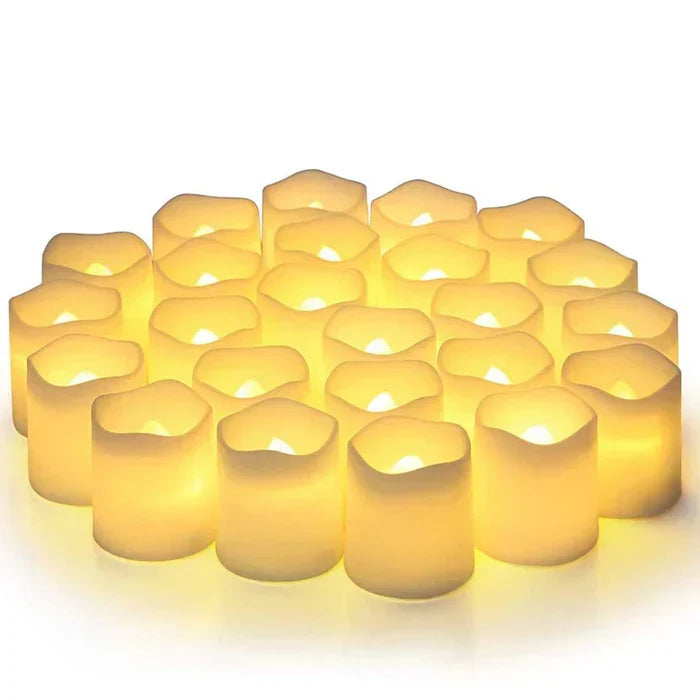 GlowFlicker Set of 24 LED Flameless Candles - Realistic Flickering Light, Safe & Long-Lasting, Perfect for Home Decor & Events