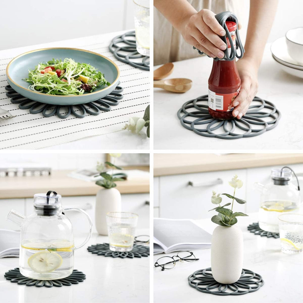 Set of 3 Heat-Resistant Silicone Coasters - Durable Heat Pads for Drinks & Surfaces