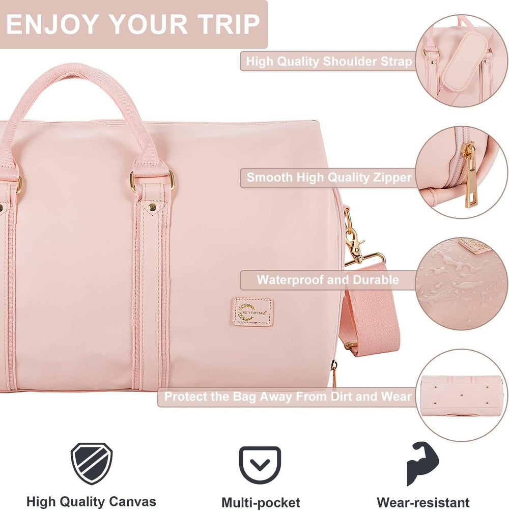 Convertible PU Leather Duffel Bag - Stylish Carry-On Weekender & Travel Suit Case
