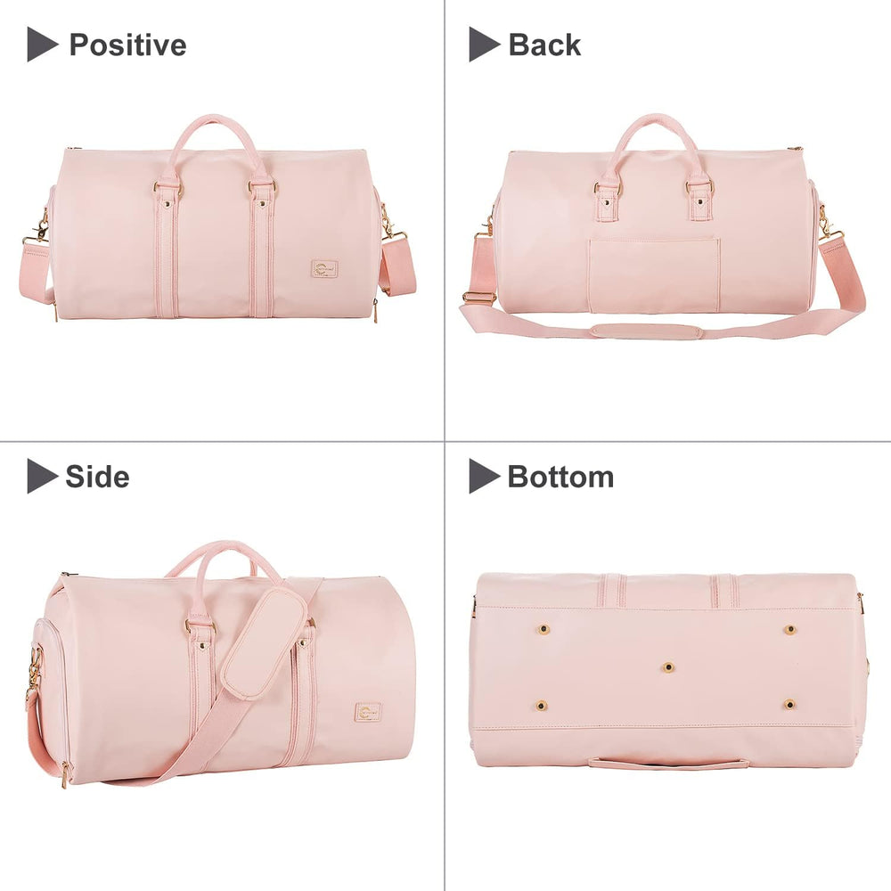 Convertible PU Leather Duffel Bag - Stylish Carry-On Weekender & Travel Suit Case