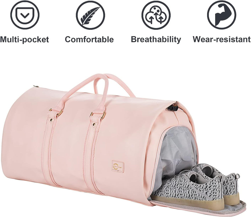 Convertible PU Leather Duffel Bag - Stylish Carry-On Weekender & Travel Suit Case
