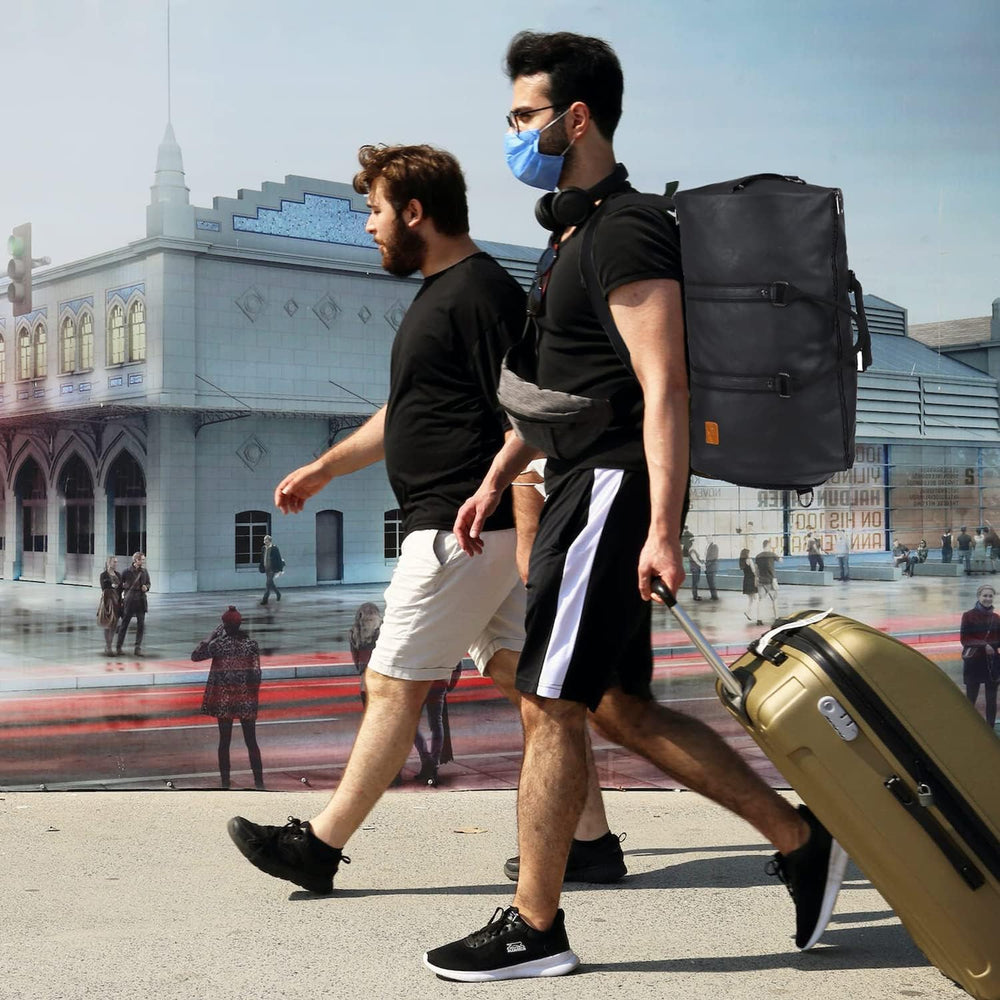 Convertible PU Leather Duffel Bag - Stylish Carry-On Weekender & Travel Suit Case