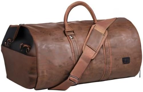 Convertible PU Leather Duffel Bag - Stylish Carry-On Weekender & Travel Suit Case