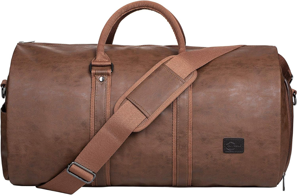 Convertible PU Leather Duffel Bag - Stylish Carry-On Weekender & Travel Suit Case
