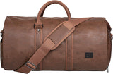 Convertible PU Leather Duffel Bag - Stylish Carry-On Weekender & Travel Suit Case
