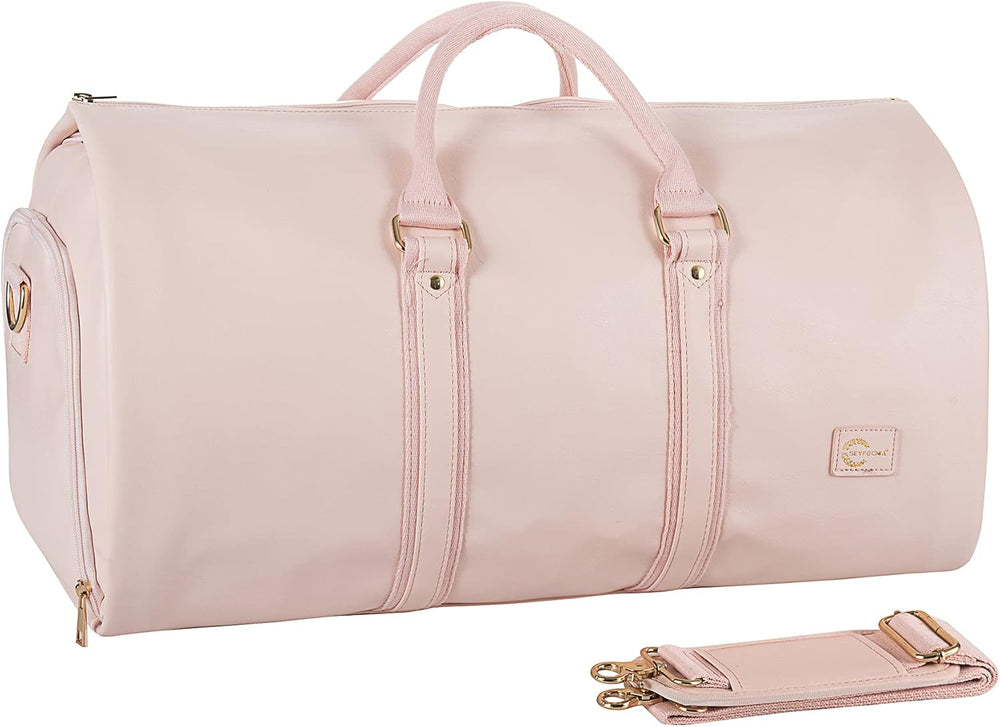 Convertible PU Leather Duffel Bag - Stylish Carry-On Weekender & Travel Suit Case