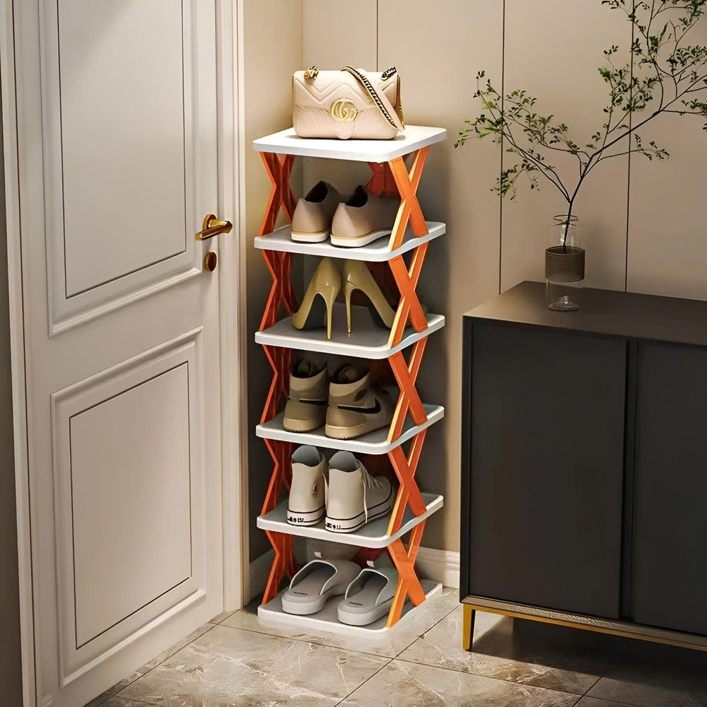 Foldable Shoe Rack – Plastic, 3–7 Tiers, Holds Up to 14 Pairs