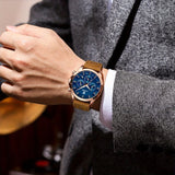 Men's Chronograph Watch – Titanium Steel, Leather or Steel Band & Luminous Hands