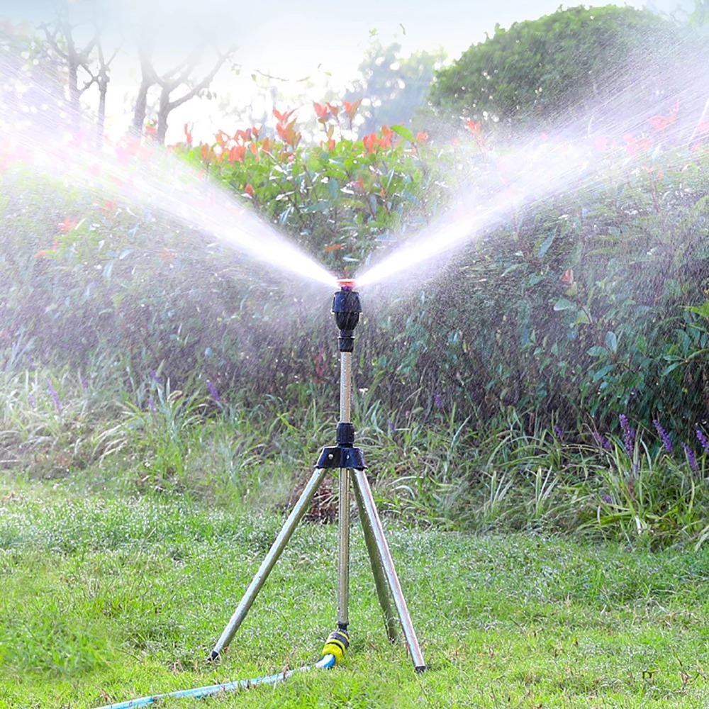 360° Lawn Sprinkler with Tripod – Stainless Steel, 12m Range & Adjustable Height