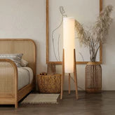 Scandinavian Floor Lamp 130 cm – Walnut Wood, Touch Dimmer & 3 Light Colors