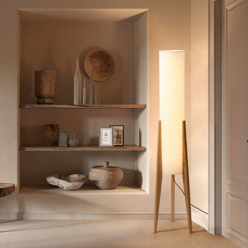 Scandinavian Floor Lamp 130 cm – Walnut Wood, Touch Dimmer & 3 Light Colors