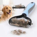 Double-Sided Pet Dematting Brush – Stainless Steel Teeth, Dogs & Cats, Non-Slip Grip