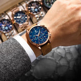 Men's Chronograph Watch – Titanium Steel, Leather or Steel Band & Luminous Hands