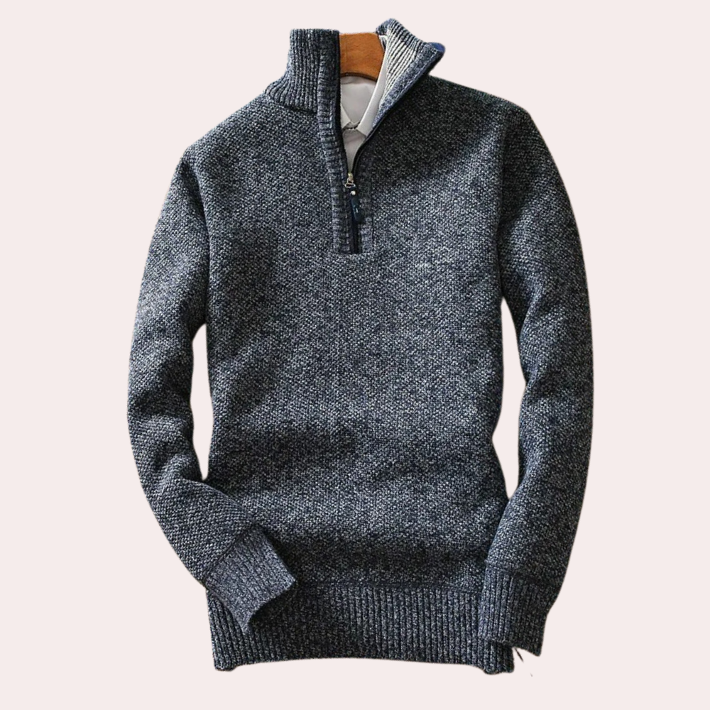 Shizley - Men's Sweater with High Neck and Zip Closure