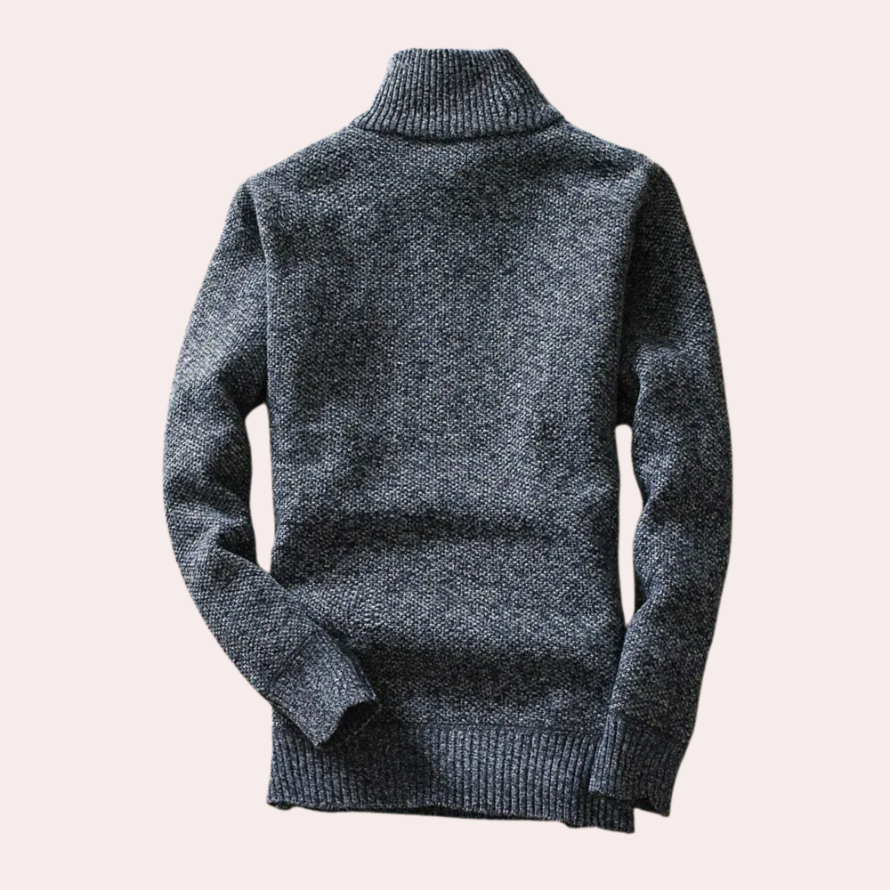 Shizley - Men's Sweater with High Neck and Zip Closure
