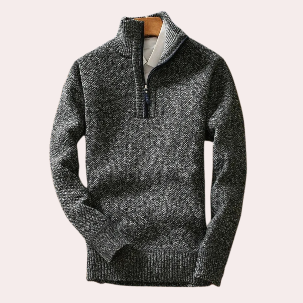 Shizley - Men's Sweater with High Neck and Zip Closure