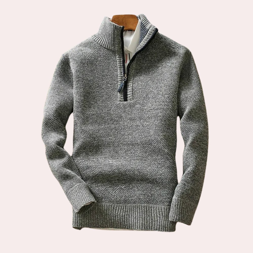 Shizley - Men's Sweater with High Neck and Zip Closure
