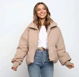 Women's high neck puffer jacket, view 2