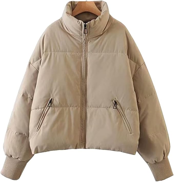 Women's high neck puffer jacket, view 4