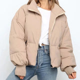 Women's high neck puffer jacket, view 6