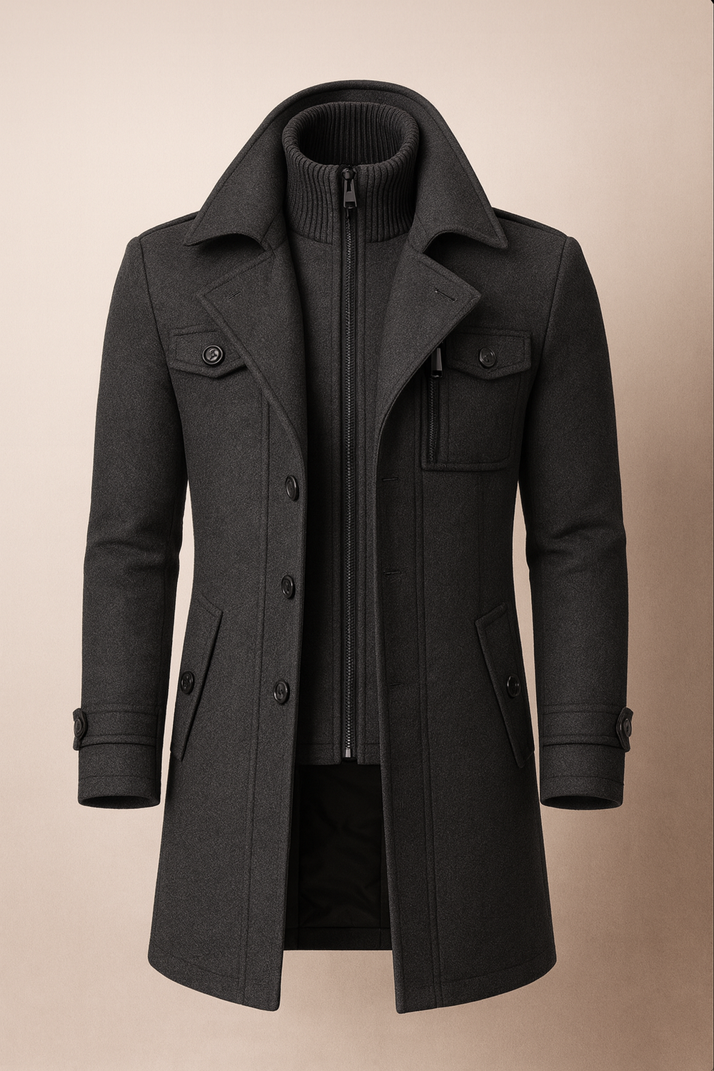 Men's longline coat, view 4