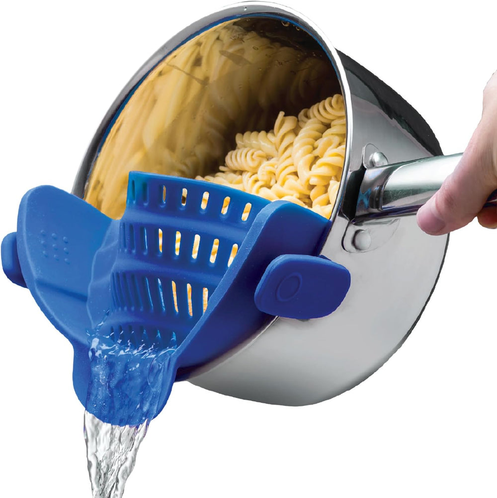 Heat-Resistant Silicone Clip-On Strainer - Perfect Colander for Pasta, Vegetables, and More