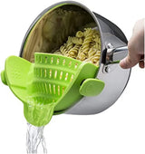 Heat-Resistant Silicone Clip-On Strainer - Perfect Colander for Pasta, Vegetables, and More