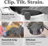 Heat-Resistant Silicone Clip-On Strainer - Perfect Colander for Pasta, Vegetables, and More