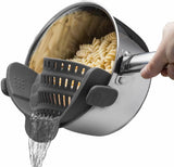 Heat-Resistant Silicone Clip-On Strainer - Perfect Colander for Pasta, Vegetables, and More