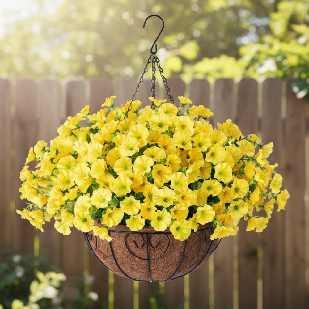 Silk Flowers Hanging Basket – Artificial, Indoor Outdoor & Low-Maintenance Decor
