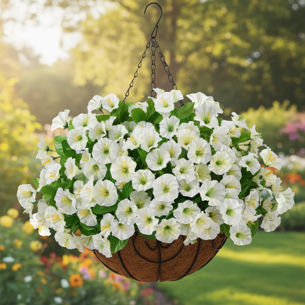 Silk Flowers Hanging Basket – Artificial, Indoor Outdoor & Low-Maintenance Decor