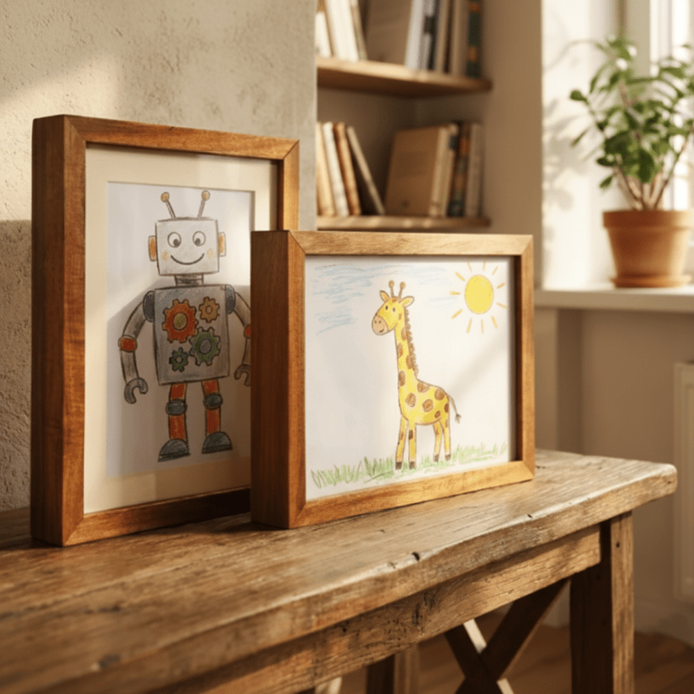 SKETCHBOX Wooden Look Display Frame with Built-In Storage – Stylish and Functional Home Decor