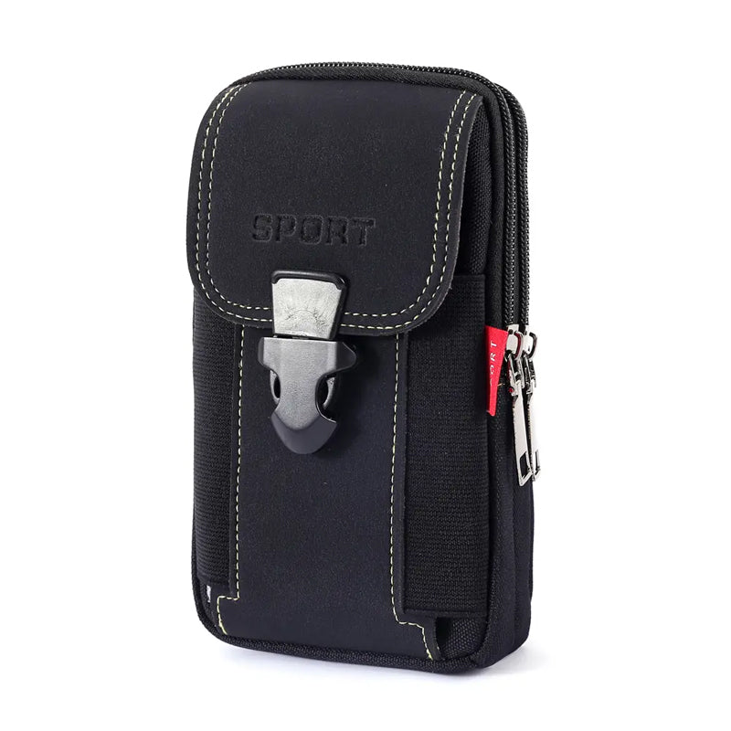Men's Canvas Belt Bag – Water-Resistant, Phone Pocket & 18×10×5 cm