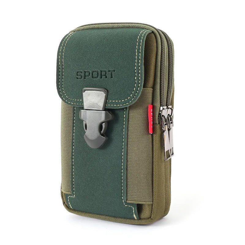 Men's Canvas Belt Bag – Water-Resistant, Phone Pocket & 18×10×5 cm