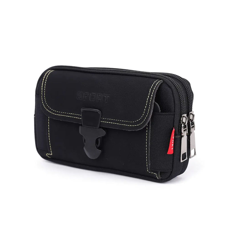 Men's Canvas Belt Bag – Water-Resistant, Phone Pocket & 18×10×5 cm