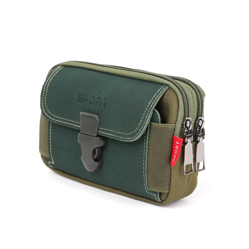 Men's Canvas Belt Bag – Water-Resistant, Phone Pocket & 18×10×5 cm