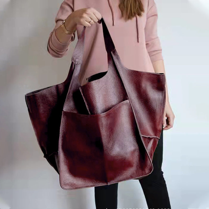 Unisex Leather Weekender Duffel Bag – PU Leather, 32×28×35cm & Adjustable Straps