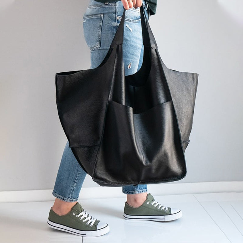 Unisex Leather Weekender Duffel Bag – PU Leather, 32×28×35cm & Adjustable Straps