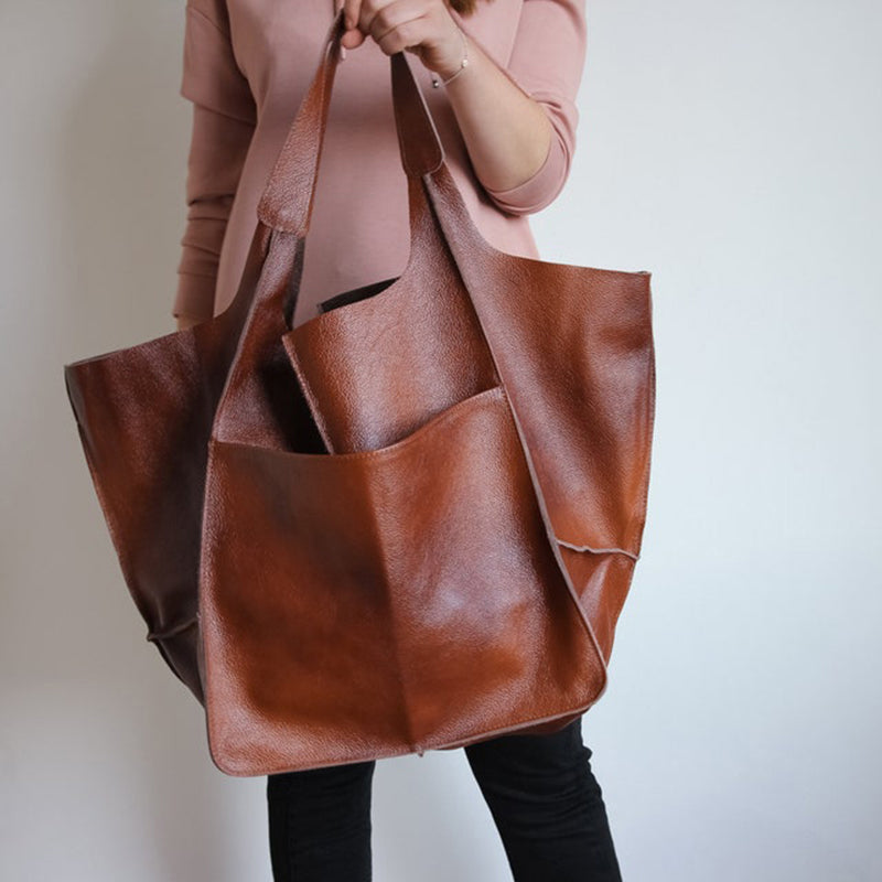 Unisex Leather Weekender Duffel Bag – PU Leather, 32×28×35cm & Adjustable Straps