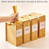 Premium Sliding Bamboo Wood Pasta & Grain Storage Container - Eco-Friendly Kitchen Organizer