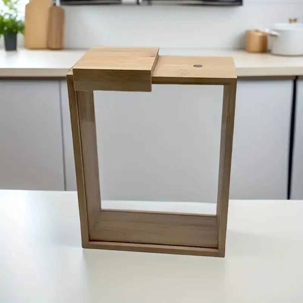 Premium Sliding Bamboo Wood Pasta & Grain Storage Container - Eco-Friendly Kitchen Organizer