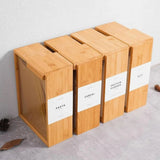 Premium Sliding Bamboo Wood Pasta & Grain Storage Container - Eco-Friendly Kitchen Organizer