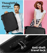 Black Compact Hard-Shell Carry-On Suitcase with 360° Spinner Wheels – Lightweight & Durable Travel Luggage