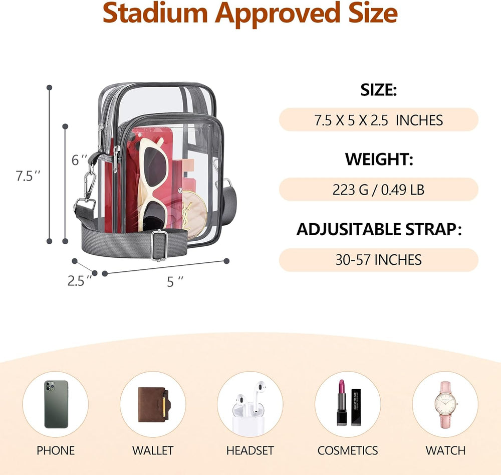 MiniVue Small Transparent Handbag with Removable Strap - Stylish & Versatile Clear Purse for Everyday Use