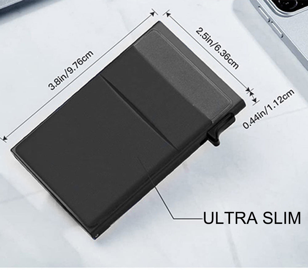 Enhanced Product Title: **Slim RFID-Blocking Metal Wallet for Men - Ultra-Thin Mini Credit Card Holder** 

This title emphasizes key features like "RFID-Blocking" and "Ultra-Thin," which are likely to attract more attention in Google Shopping searches.