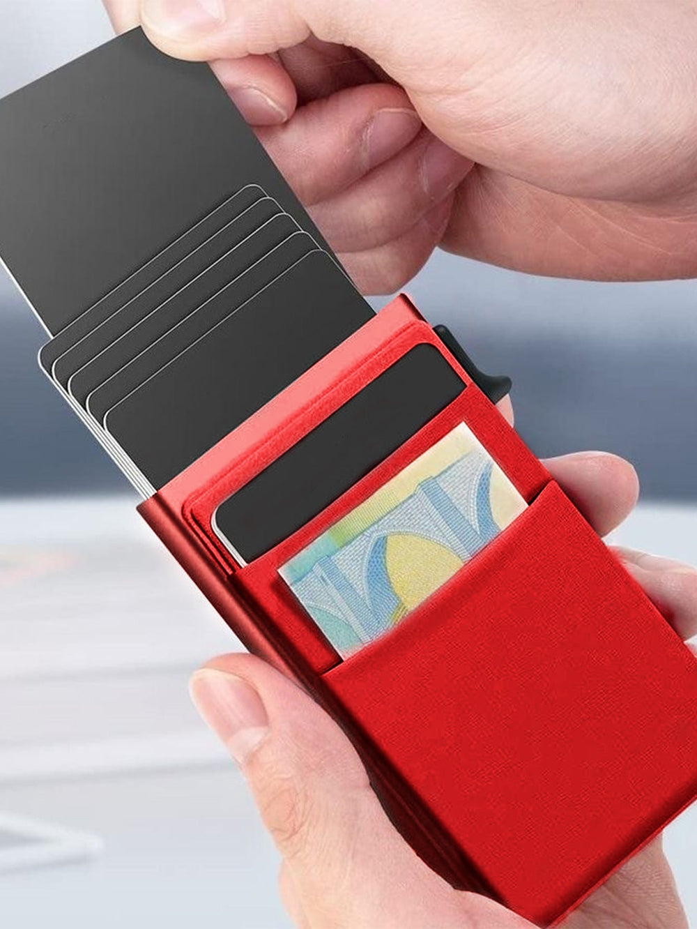Enhanced Product Title: **Slim RFID-Blocking Metal Wallet for Men - Ultra-Thin Mini Credit Card Holder** 

This title emphasizes key features like "RFID-Blocking" and "Ultra-Thin," which are likely to attract more attention in Google Shopping searches.